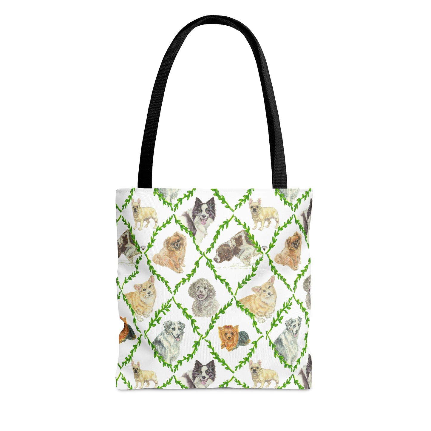 Tote Bag (AOP) - Laurel Dogs_Macro print_Leaf green