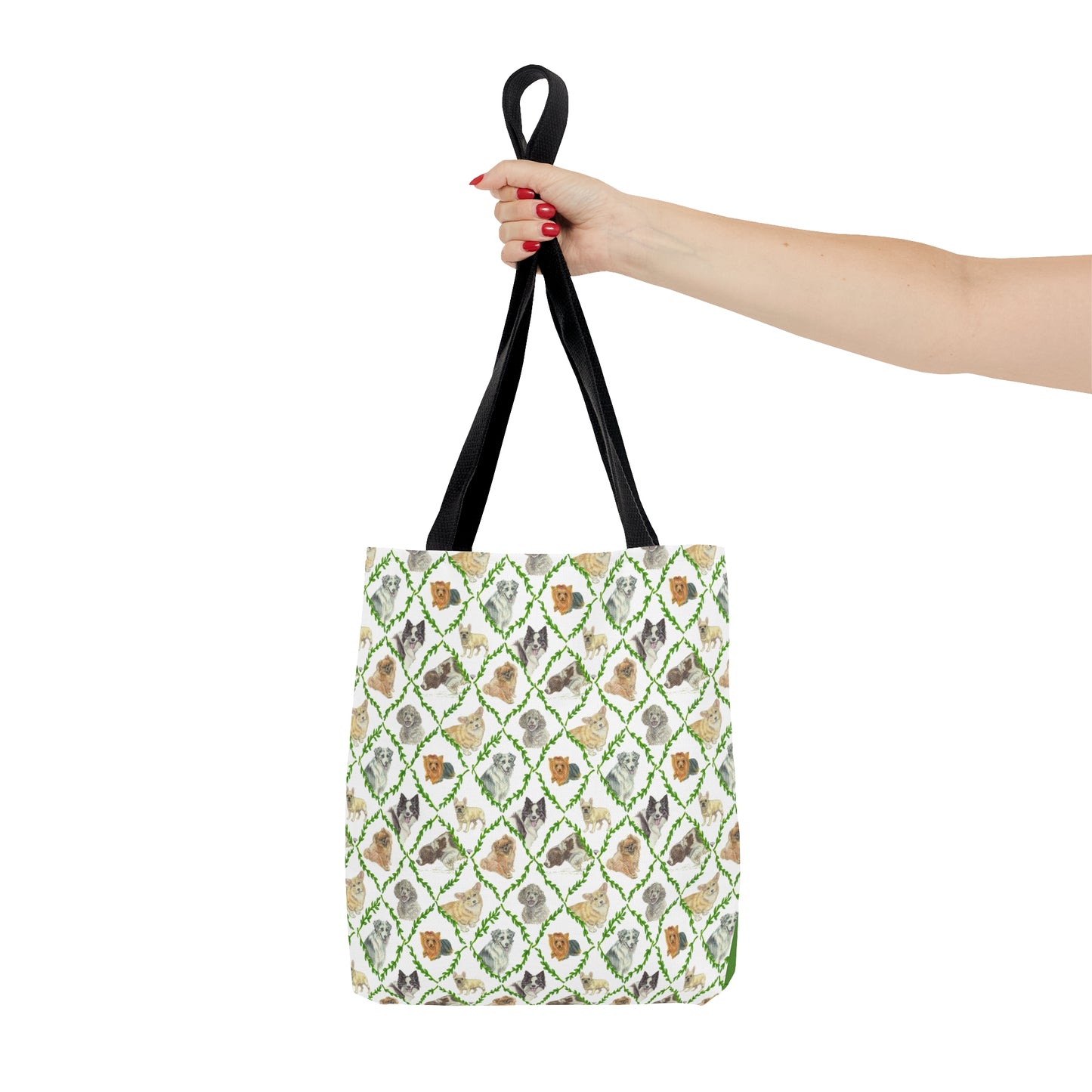 Tote Bag (AOP) - Laurel Dogs_Mini print_Leaf green