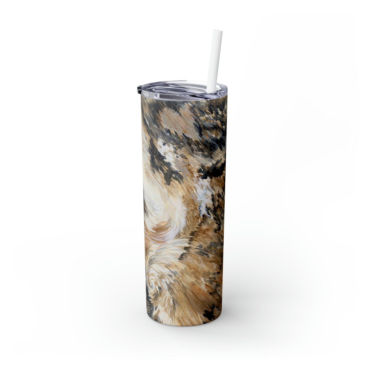 Skinny Tumbler with Straw, 20oz - Longhorn Brindle Hide