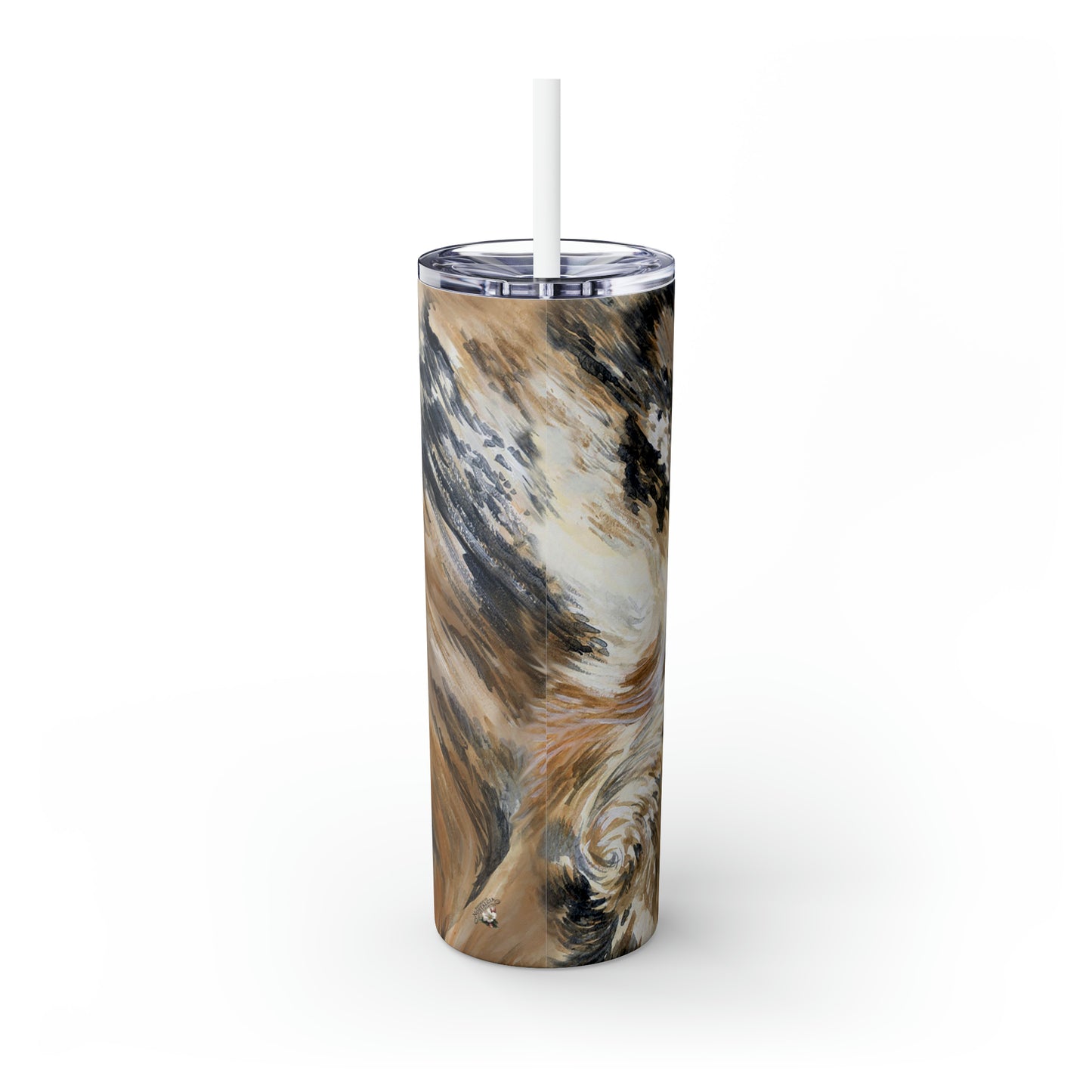 Skinny Tumbler with Straw, 20oz - Longhorn Brindle Hide