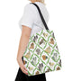 Tote Bag (AOP) - Laurel Dogs_Macro print_Hunter green