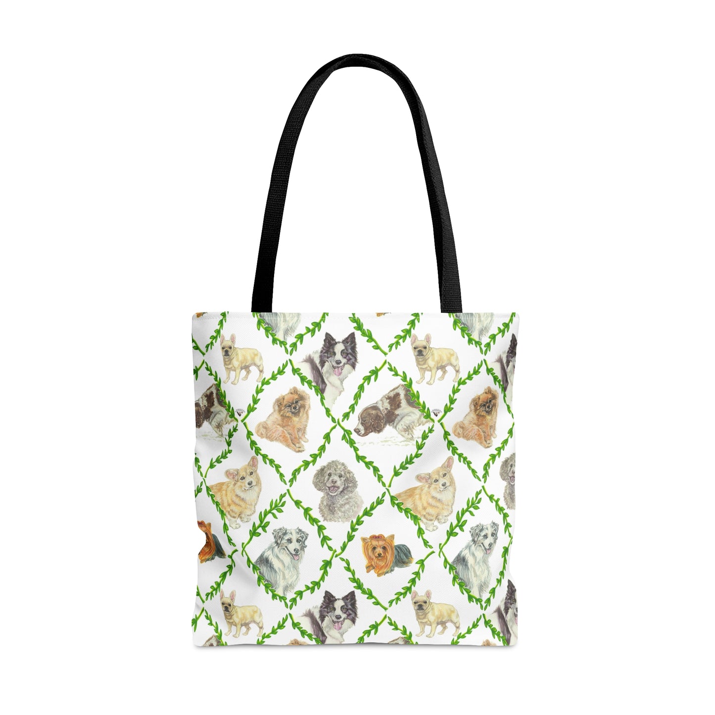 Tote Bag (AOP) - Laurel Dogs_Macro print_Leaf green