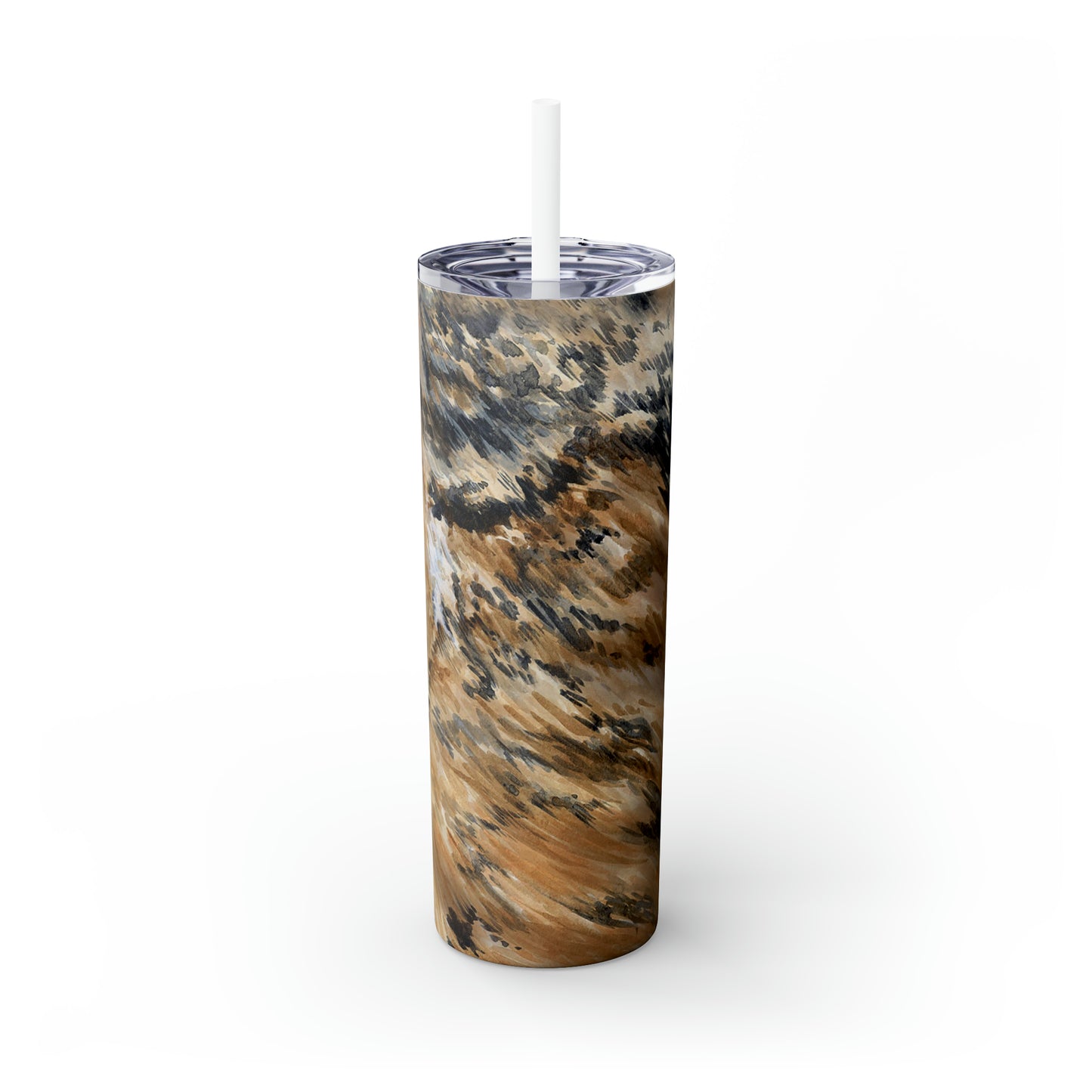 Skinny Tumbler with Straw, 20oz - Longhorn Brindle Hide