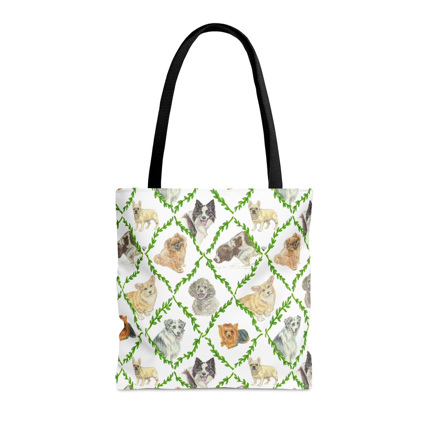 Tote Bag (AOP) - Laurel Dogs_Macro print_Leaf green