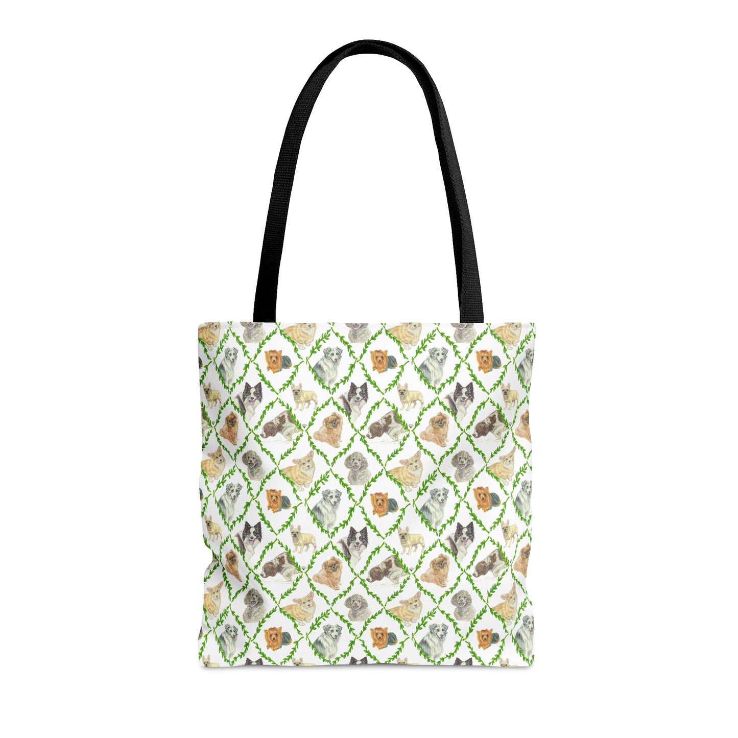 Tote Bag (AOP) - Laurel Dogs_Mini print_Leaf green