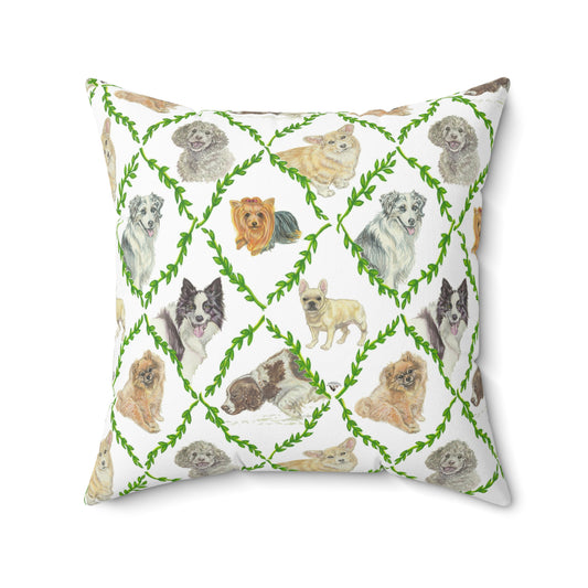 Faux Suede Square Pillow - Laurel Dogs