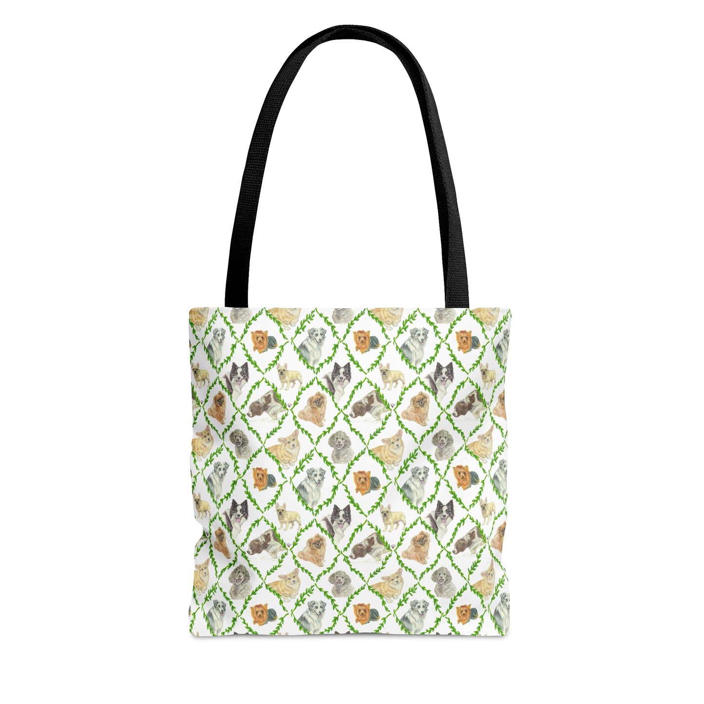 Tote Bag (AOP) - Laurel Dogs_Mini print_Leaf green